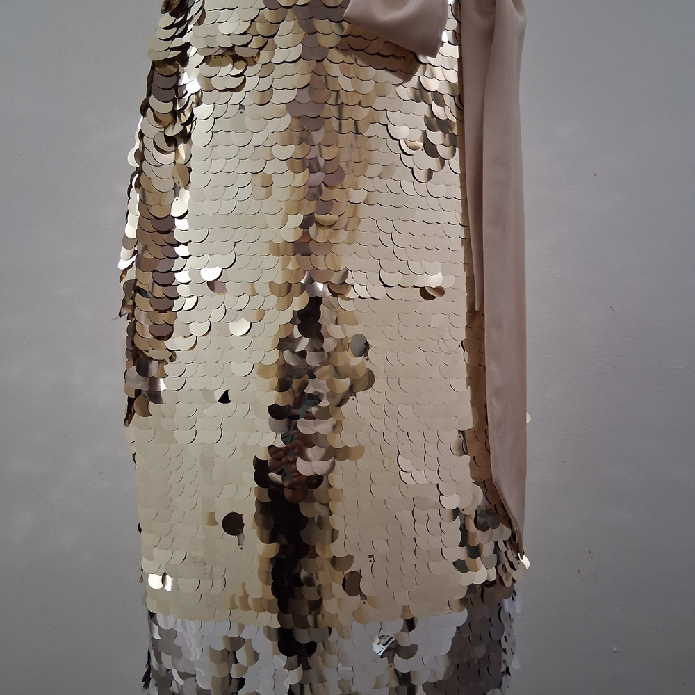 J. Crew Gold and Cream Asymmetrical Sequin Skirt